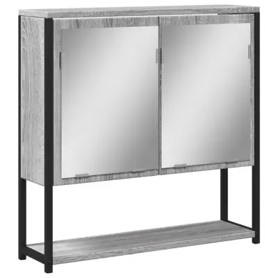 vidaXL Kopalniško ogledalo siva sonoma 60x16x60 cm inženirski les