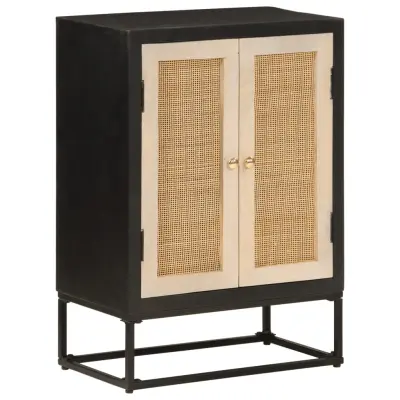 vidaXL Komoda črna 55x30x76 cm trden mangov les in železo
