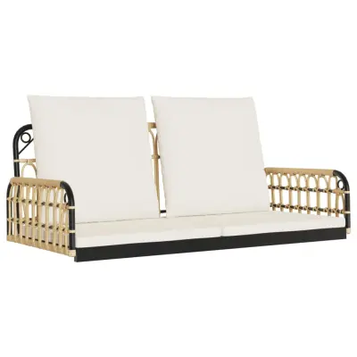 vidaXL Gugalna klop z blazinami 105x58x38 cm poli ratan in jeklo