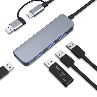 Dvojno zvezdišče USB-C in USB-A z 1 vrati USB3.0 in 3 vrati USB2.0