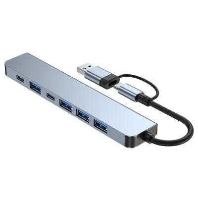 2-v-1 USB-C / USB zvezdišče 7 vrat USB3.0 za Windows MacOS Grey