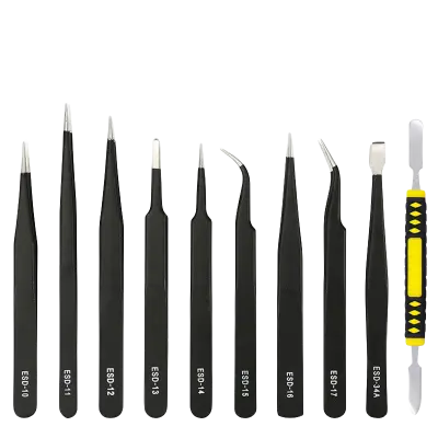 10-delna elektronska ESD pinceta, komplet natančnih pincet