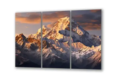 Slika na steklu visoke gore narava okrasna slika 150x95 cm