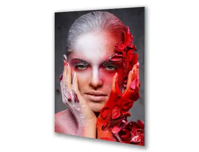 Slika na steklu ličenje z bleščicami ženska ličila okrasna slika 60x90 cm