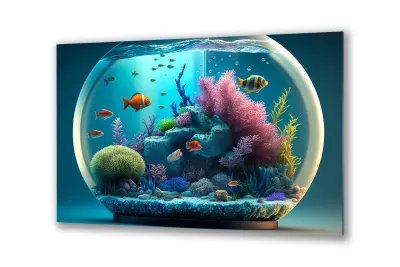 Slika na steklu akvarij podvodni svetovni greben okrasna slika 36x23 cm