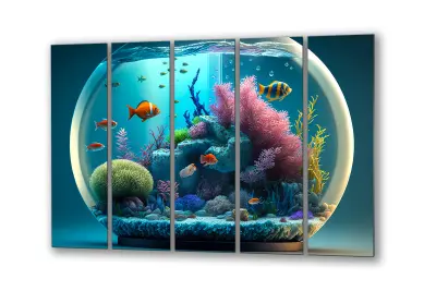Slika na steklu akvarij podvodni svet greben okrasna slika 200x110 cm