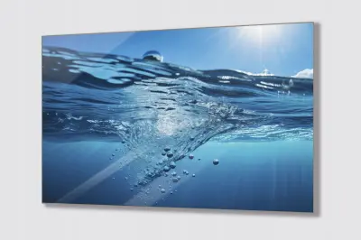 Slika na steklu voda iz narave v kuhinji okrasna slika 130x83 cm