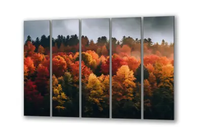 Slika na steklu jesenski gozd narava okrasna slika 200x110 cm