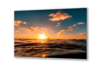 Slika na steklu nebo vodno obzorje sončni zahod okrasna slika 130x83 cm