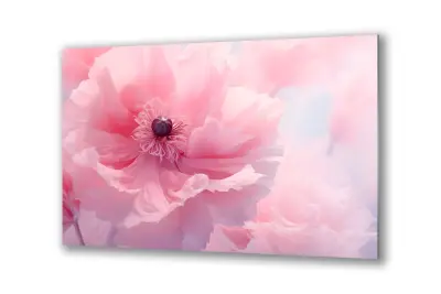 Slika na steklu veliko rožnato pastelno cvetje okrasna slika 130x83 cm