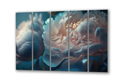 Slika na steklu modro biserno cvetje okrasna slika 200x110 cm