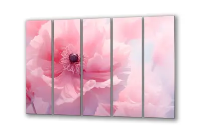 Slika na steklu veliko roza pastelno cvetje okrasna slika 200x110 cm