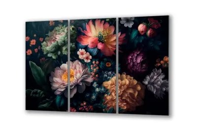 Slika na steklu starinsko obarvano cvetje okrasna slika 150x95 cm