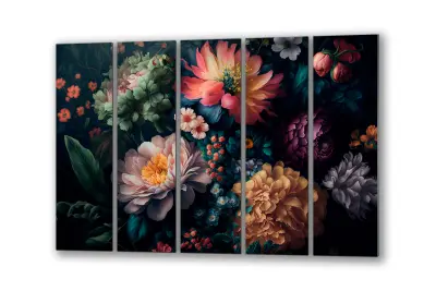 Slika na steklu starinsko obarvano cvetje okrasna slika 200x110 cm