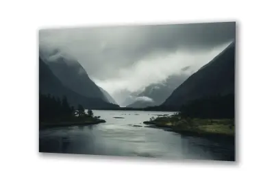 Slika na steklu oblaki nebo gore narava pokrajina okrasna slika 90x60 cm