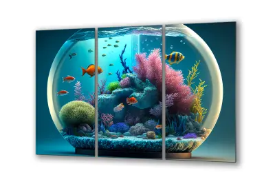 Slika na steklu akvarij podvodni svet greben okrasna slika 150x95 cm
