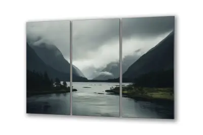 Slika na steklu oblaki nebo gore narava pokrajina okrasna slika 150x95 cm