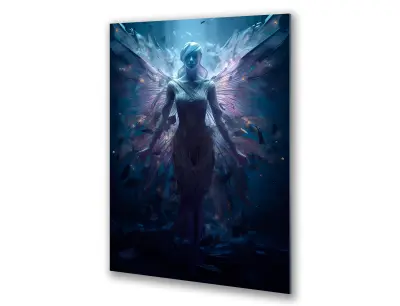 Slika na steklu pravljična ženska morska deklica voda okrasna slika 60x90 cm