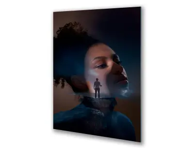 Slika na steklu črna ženska moški okrasna slika 83x130 cm