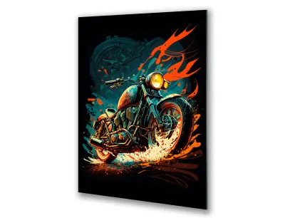 Slika na steklu motorno kolo retro vintage okrasna slika 60x90 cm