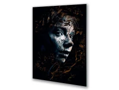Slika na steklu face woman boho leaves okrasna slika 83x130 cm