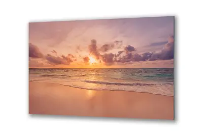 Slika na steklu naravna plaža morsko obzorje ocean okrasna slika 90x60 cm
