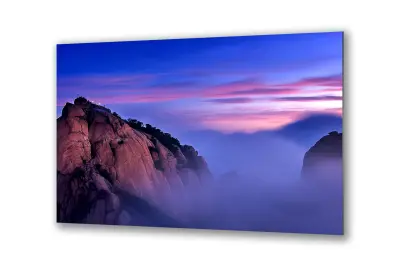 Slika na steklu narava gore oblaki v oblakih okrasna slika 90x60 cm