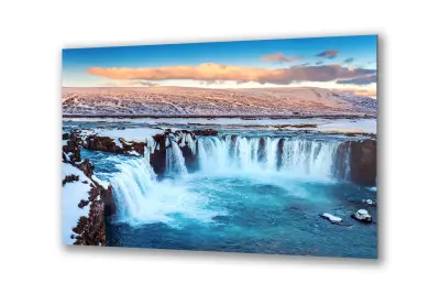 Slika na steklu slap obzorje narava okrasna slika 36x23 cm