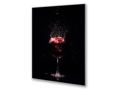Slika na steklu vino črni kozarec za vino okrasna slika 60x90 cm