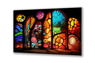 Slika na steklu vitraži stare barve vintage okrasna slika 130x83 cm