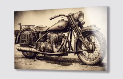 Slika na steklu motorno kolo motor vintage barber okrasna slika 130x83 cm