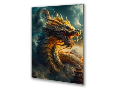 Slika na steklu leto zmaja kitajski horoskop okrasna slika 83x130 cm