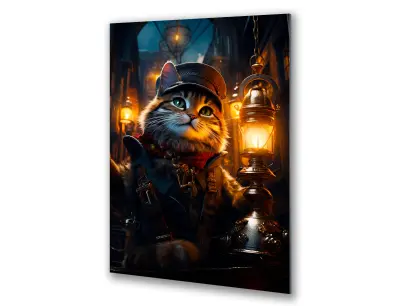 Slika na steklu pravljična mačka za otroško sobo okrasna slika 60x90 cm