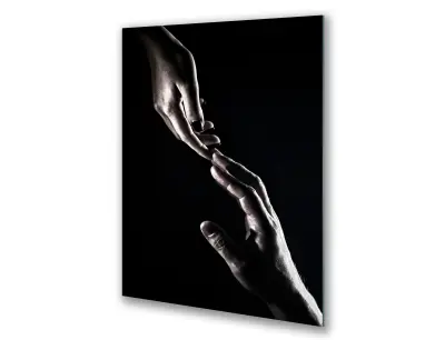 Slika na steklu roke roke roke črno-bele okrasna slika 60x90 cm