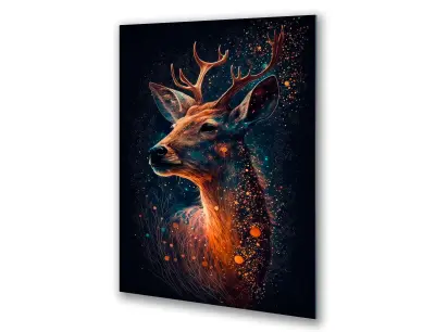 Slika na steklu jelen na črnem ozadju živali okrasna slika 23x36 cm