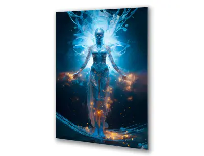 Slika na steklu ženska fantazija zlati prah magija okrasna slika 83x130 cm