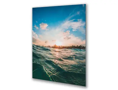 Slika na steklu morje ocean nebo valovi palme okrasna slika 23x36 cm