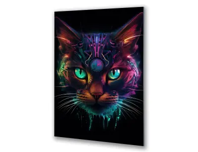 Slika na steklu robotska mačka robocot za otroke okrasna slika 83x130 cm