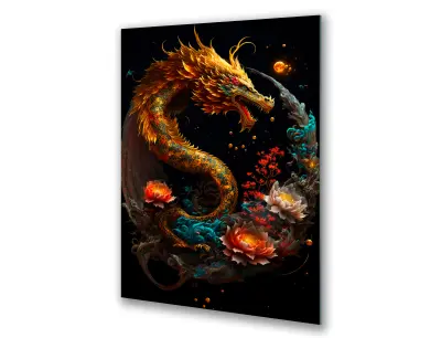Slika na steklu leto zmaja kitajski horoskop okrasna slika 83x130 cm