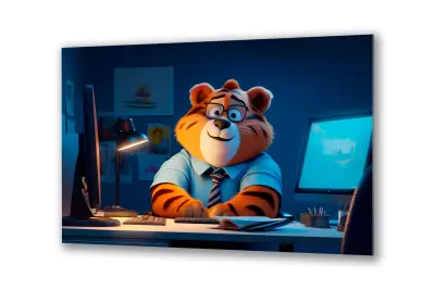 Slika na steklu tiger za otroško sobo okrasna slika 90x60 cm