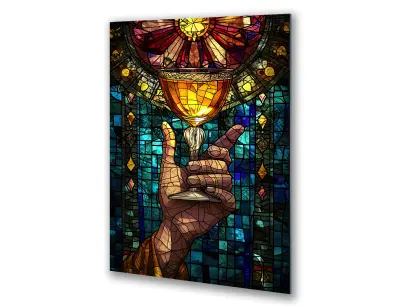 Slika na steklu vitražni kelih church sacrum okrasna slika 83x130 cm