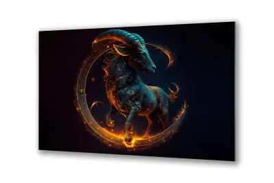 Slika na steklu zodiakalni znak kozorog okrasna slika 130x83 cm