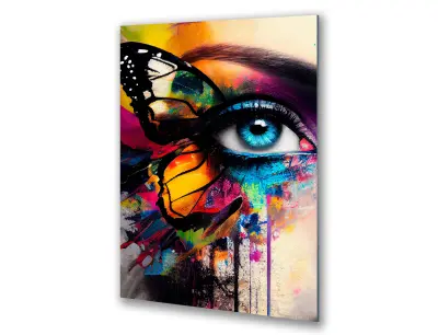 Slika na steklu ličenje obraza barvitega metulja okrasna slika 60x90 cm