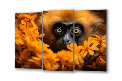 Slika na steklu opica cvetje živali opica okrasna slika 150x96 cm