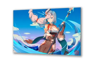 Slika na steklu ženska bojevnica anime girl manga okrasna slika 90x60 cm