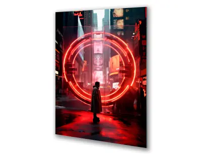 Slika na steklu anime stil neonski mestni lik okrasna slika 23x36 cm
