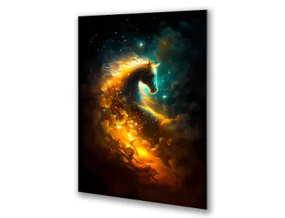 Slika na steklu konjske zvezde na črnem ozadju okrasna slika 60x90 cm