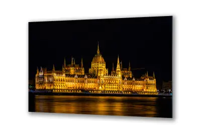 Slika na steklu mesto ponoči reka mestnih luči okrasna slika 130x83 cm