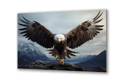 Slika na steklu planinski orel živali ptice okrasna slika 90x60 cm