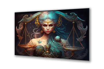 Slika na steklu zodiakalna znamenja tehtnica okrasna slika 36x23 cm